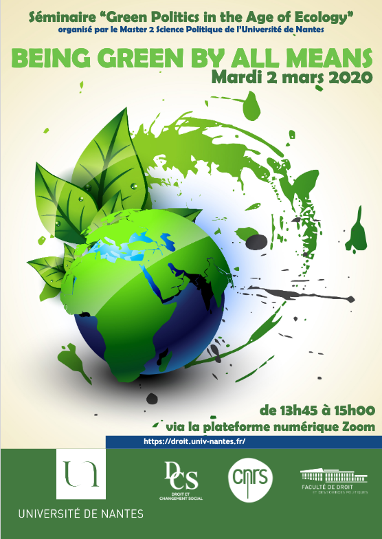 Webinaire M2 - Séminaire “Green Politics in the Age of Ecology”: Being green by all means 