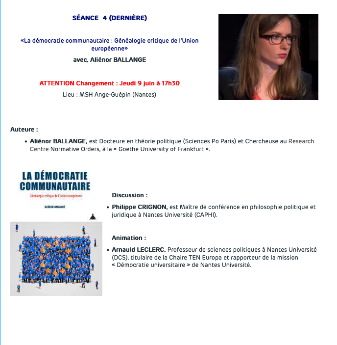 Conférence - Chaire TEN - Aliénor Ballange - La démocratie communautaire