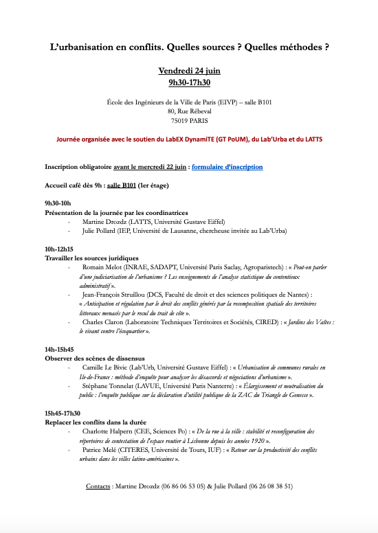 L'urbanisation en conflits. Quelles sources ? Quelles méthodes?