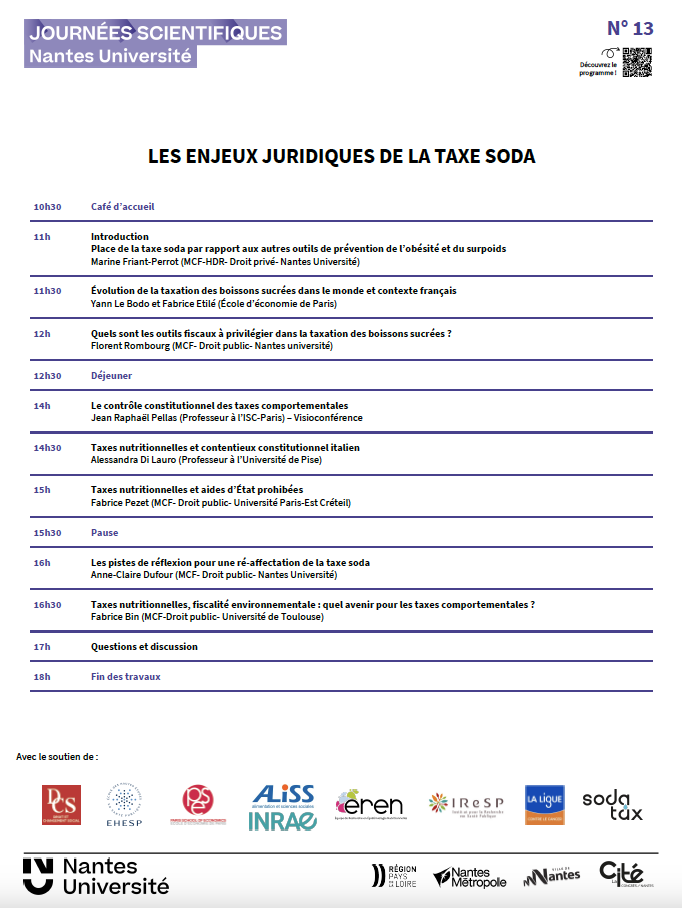 Journée - Les enjeux juridiques de la taxe soda