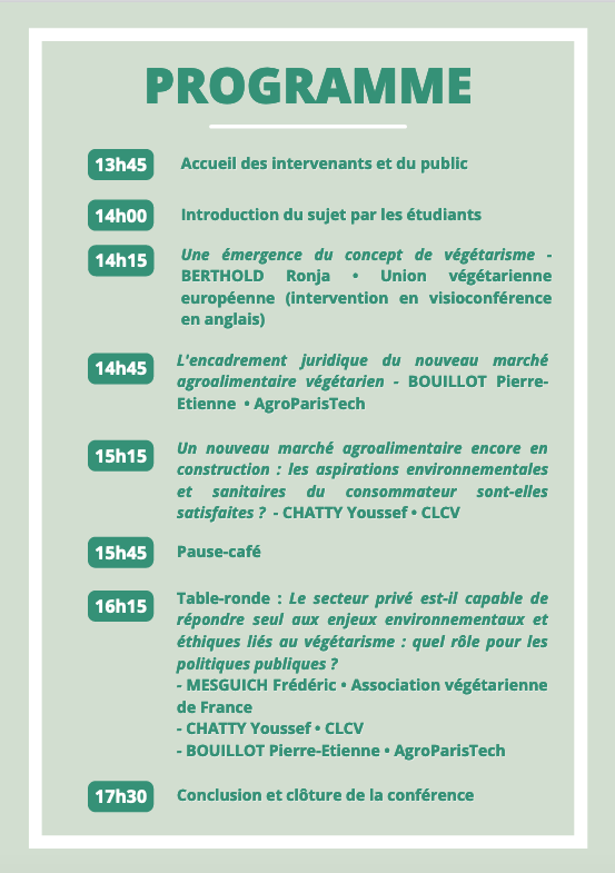 Programme Végétarisme JIDD