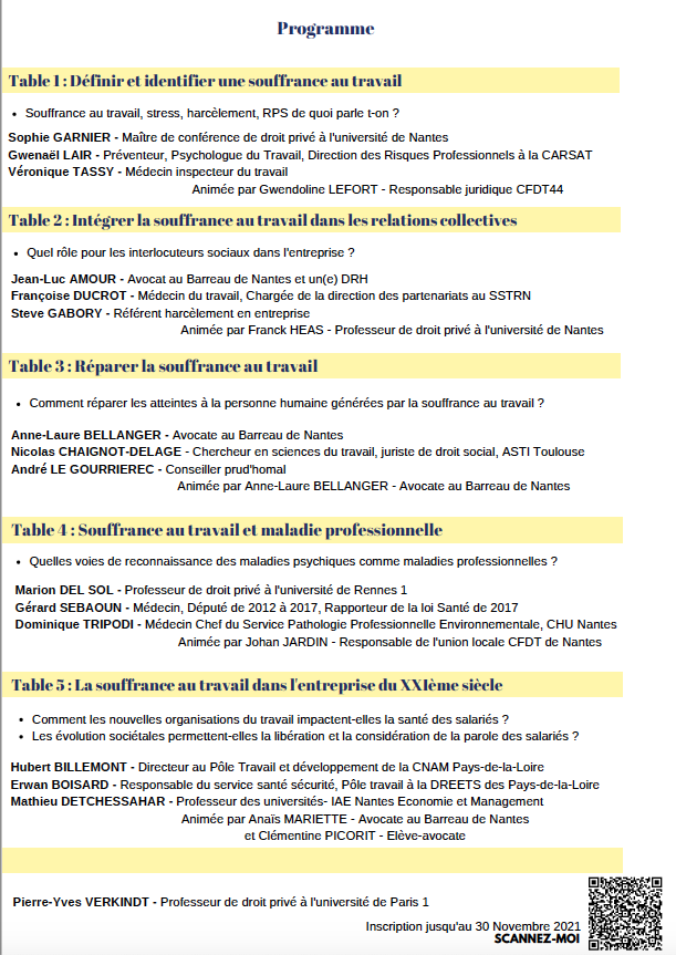 Program Souffrances au travail et Pratiques managériales