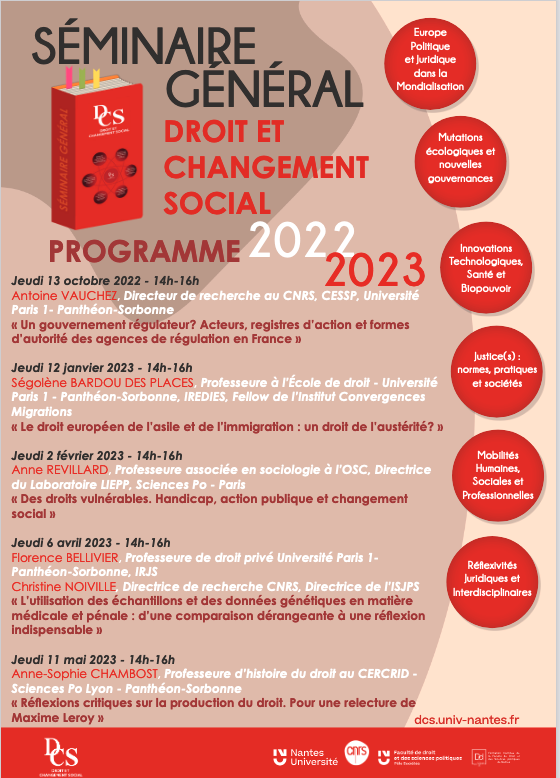 Séminaire général Droit et changement social 2022-2023