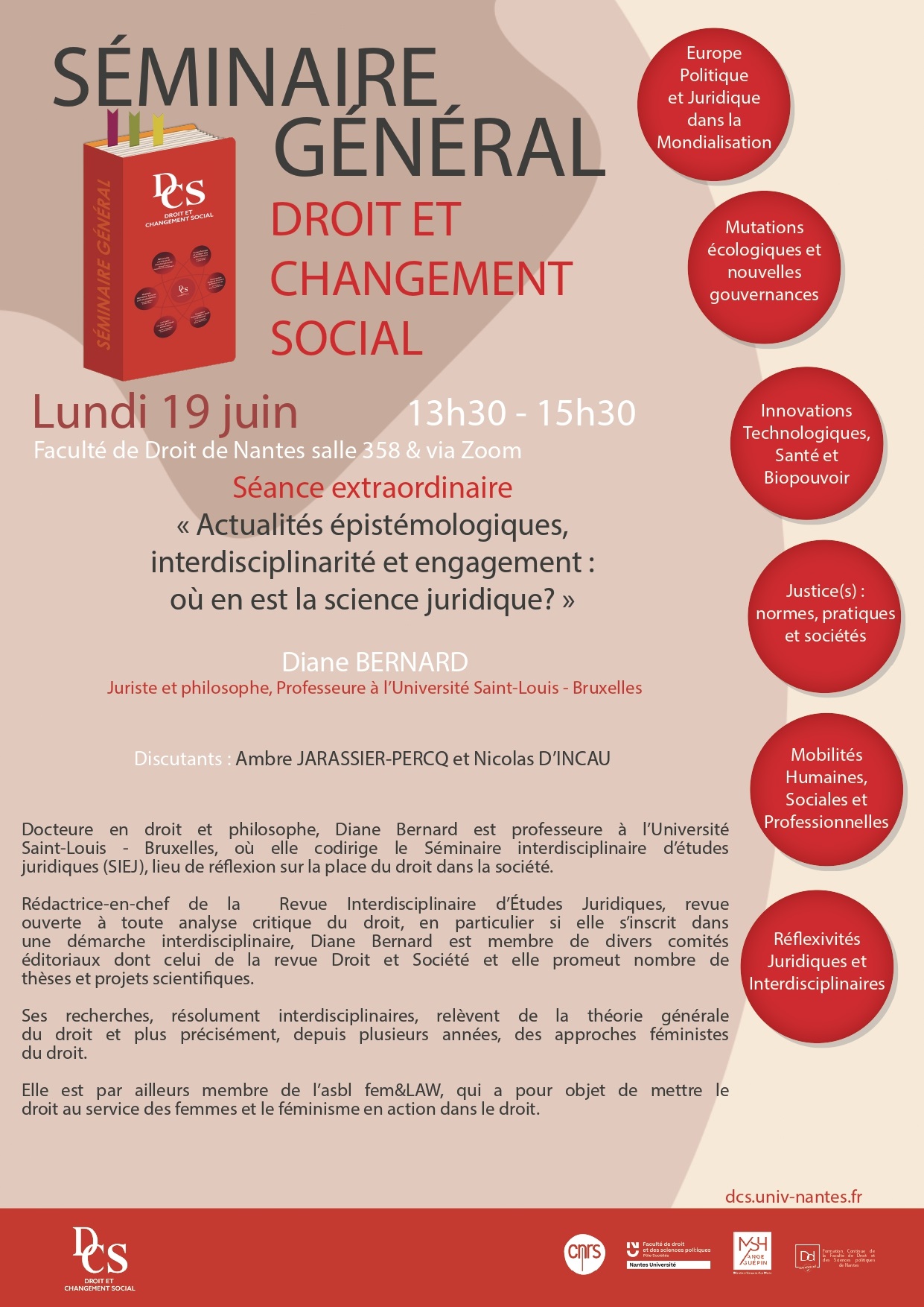 Séminaire général DCS - Séance extraordinaire - Actualités épistémologiques, interdisciplinarité et engagement: où en est la science juridique?